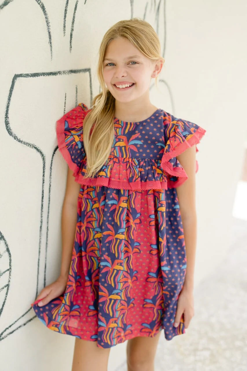 Navy Madeline Yoke Dress