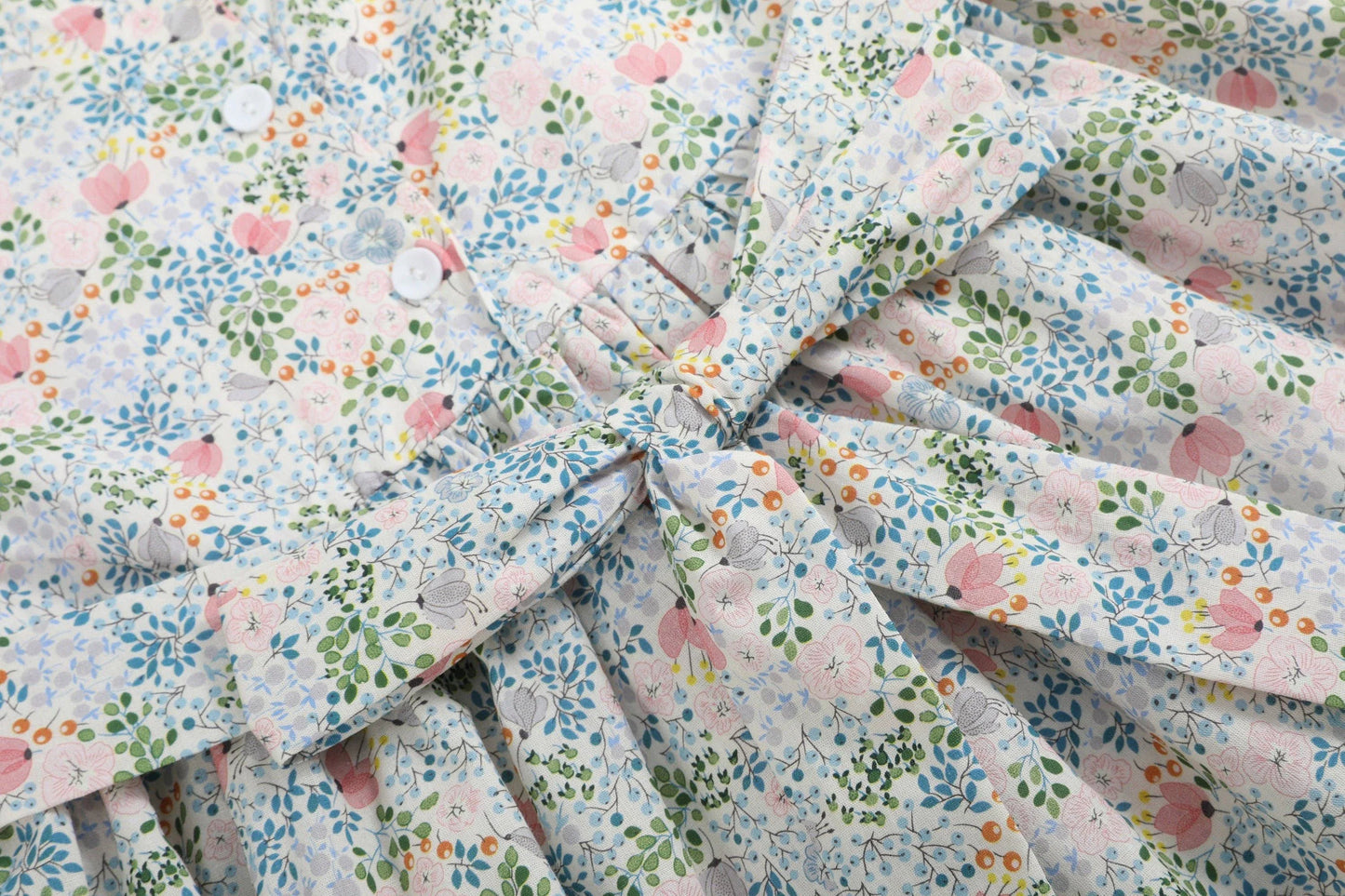 Pink Floral Smock Flutter Dress