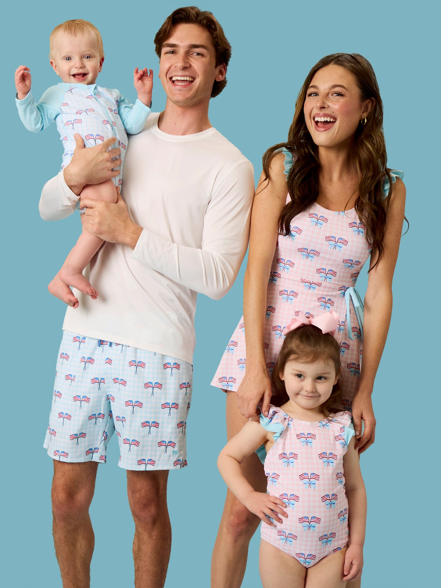 Pk Patriotic Gingham V-Back 1PC