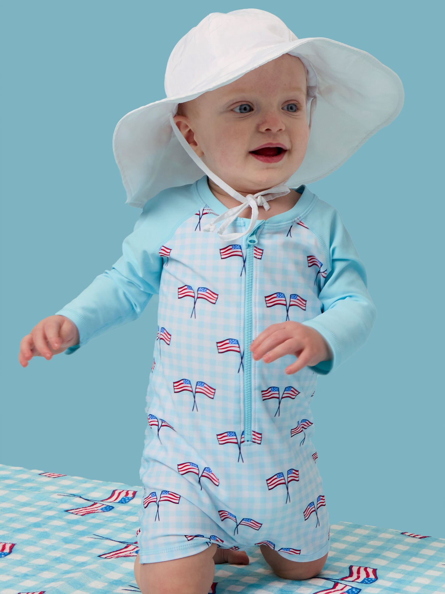 Blue Patriotic Gingham 1PC RG Swim