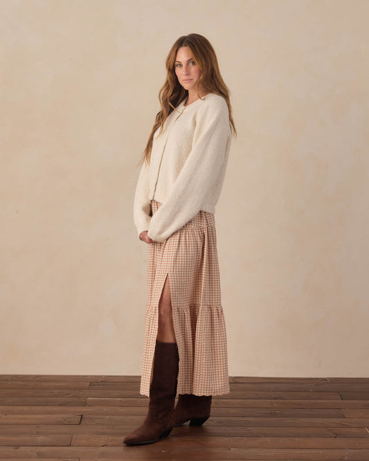 Fawn Gingham Midi Skirt