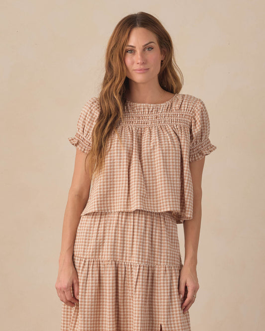 Fawn Gingham Colette Top