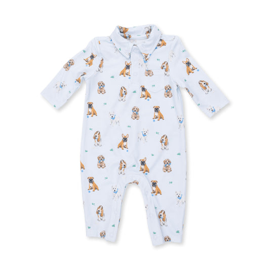 Bestie Dogs Blue Polo Romper