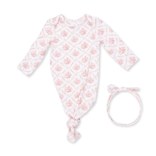 Rose Bow Lattice Gown Set