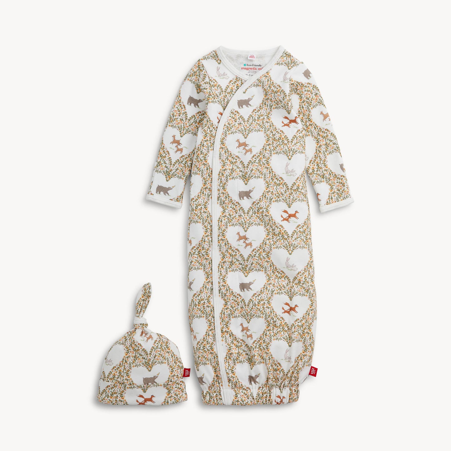 Animal Heart Organic Gown/Hat Set