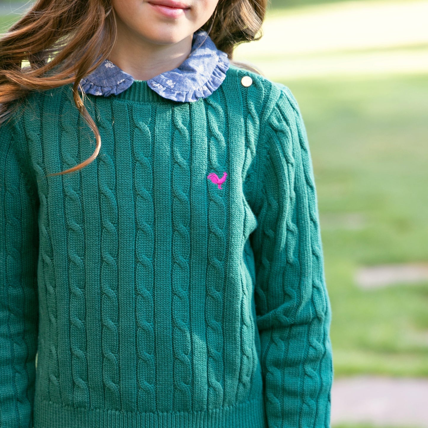 Green Organic Cable Sweater