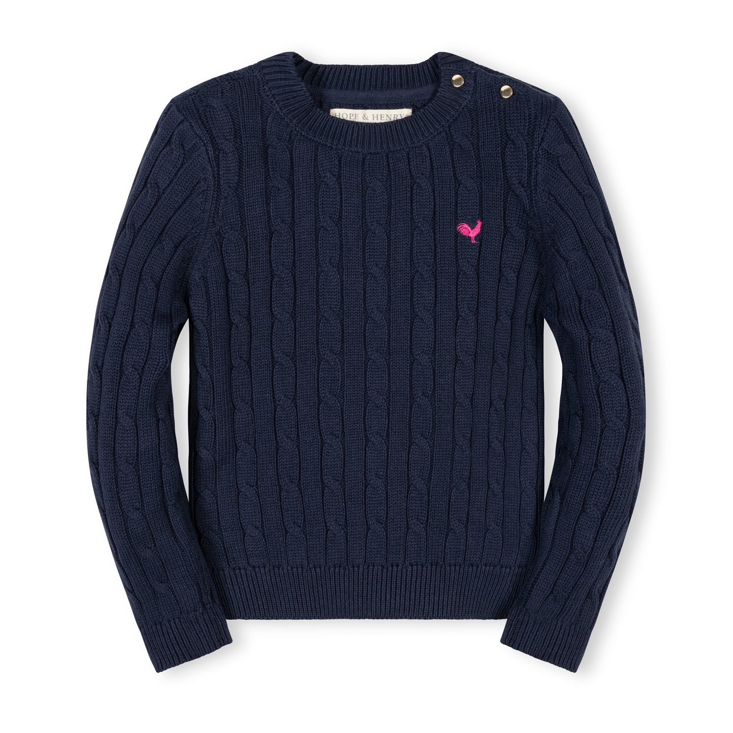 Navy Organic Cable Crew Sweater