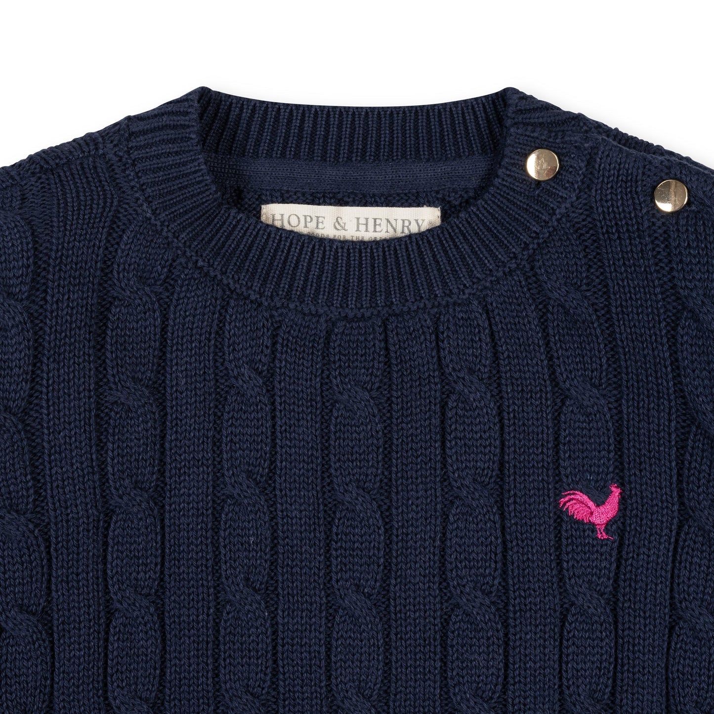 Navy Organic Cable Crew Sweater
