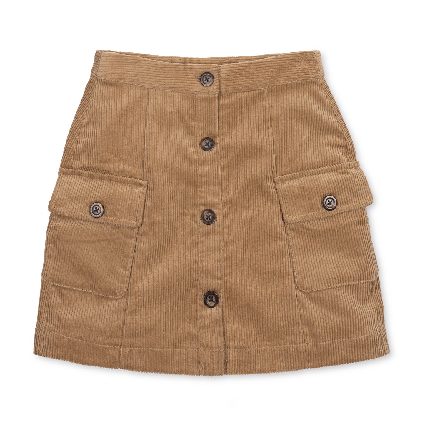 Tan Organic Cord Button Skirt