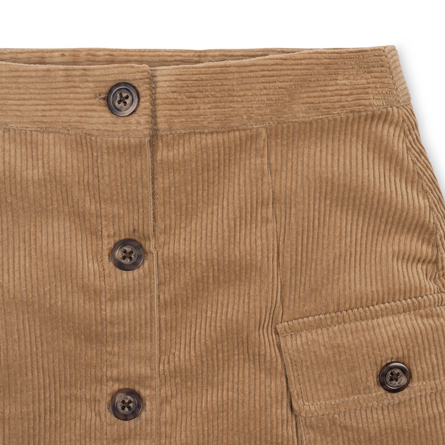 Tan Organic Cord Button Skirt