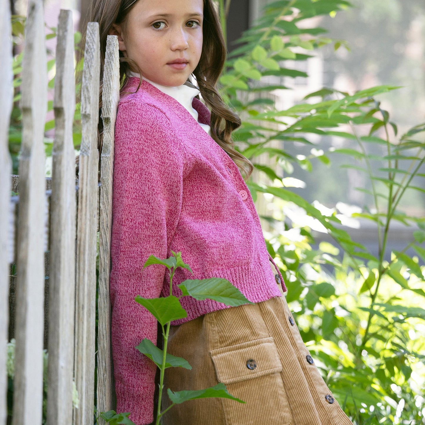 Tan Organic Cord Button Skirt