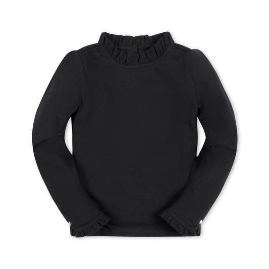 Black Organic Ruffle Top