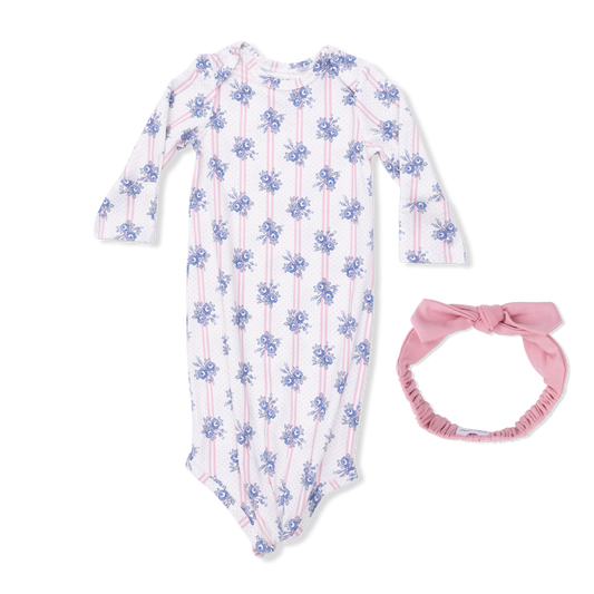 Stripe Dot Roses Knot Gown/HB