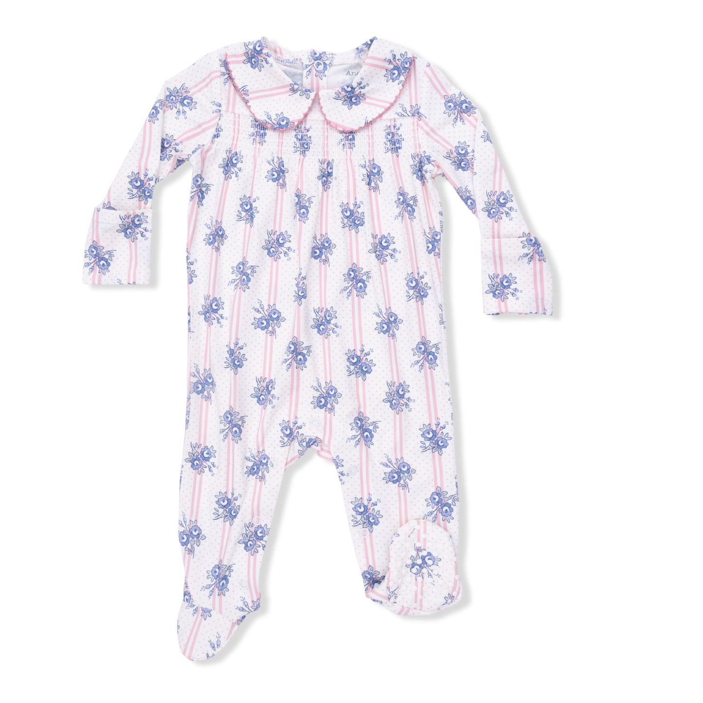 Stripe Dot Roses Smock Footie