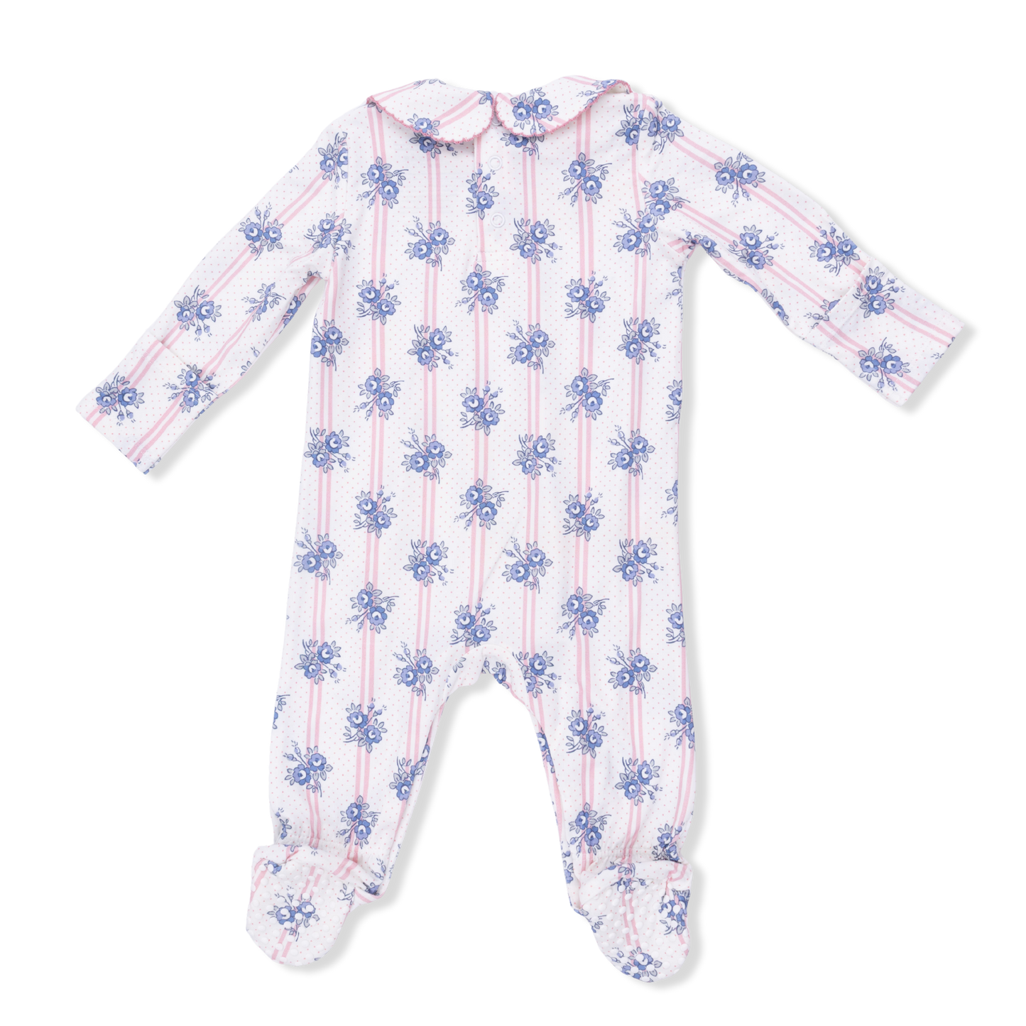 Stripe Dot Roses Smock Footie
