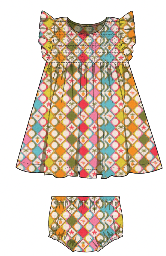 Char Olive Smocked Set