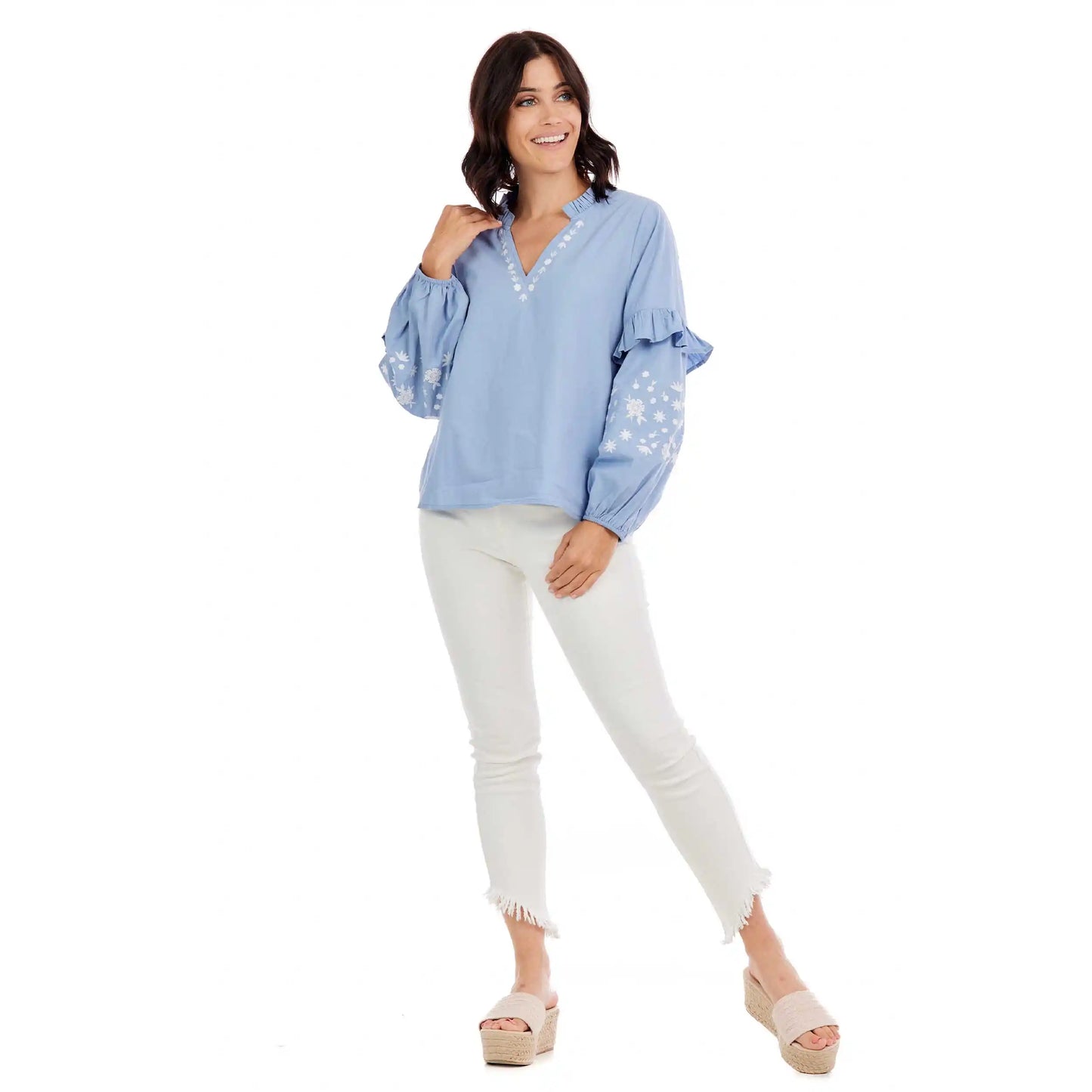 Macauley Emb Blue Top FINAL SALE