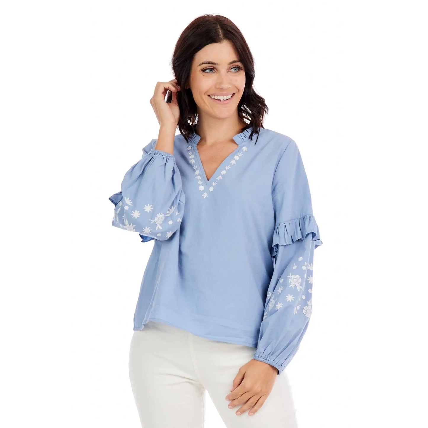 Macauley Emb Blue Top FINAL SALE