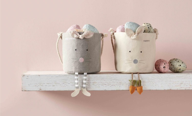 Gray Bunny Canvas Bucket