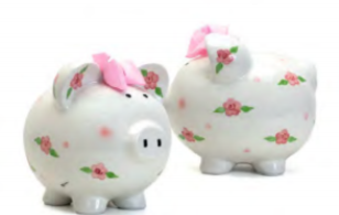 Posies and Polka Dot Piggy Bank