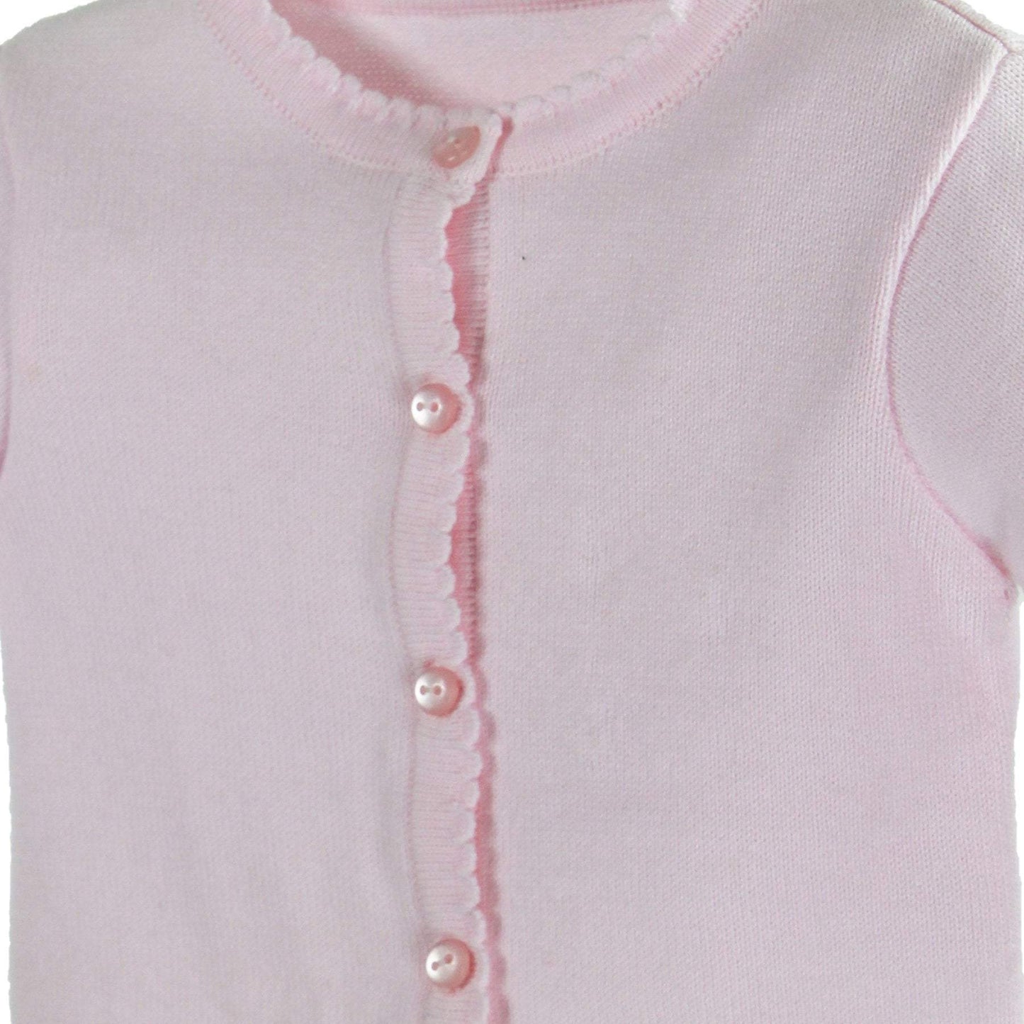 Pink Scalloped Edge Cardigan Sweater