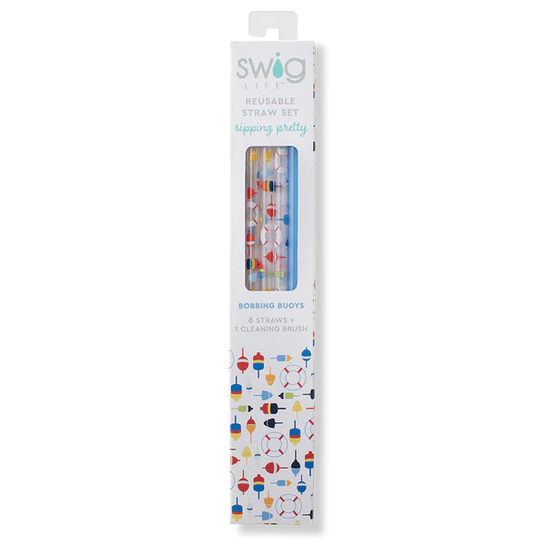 Bobbing Buoys & Blue Reusable Straw Setm(Tall)