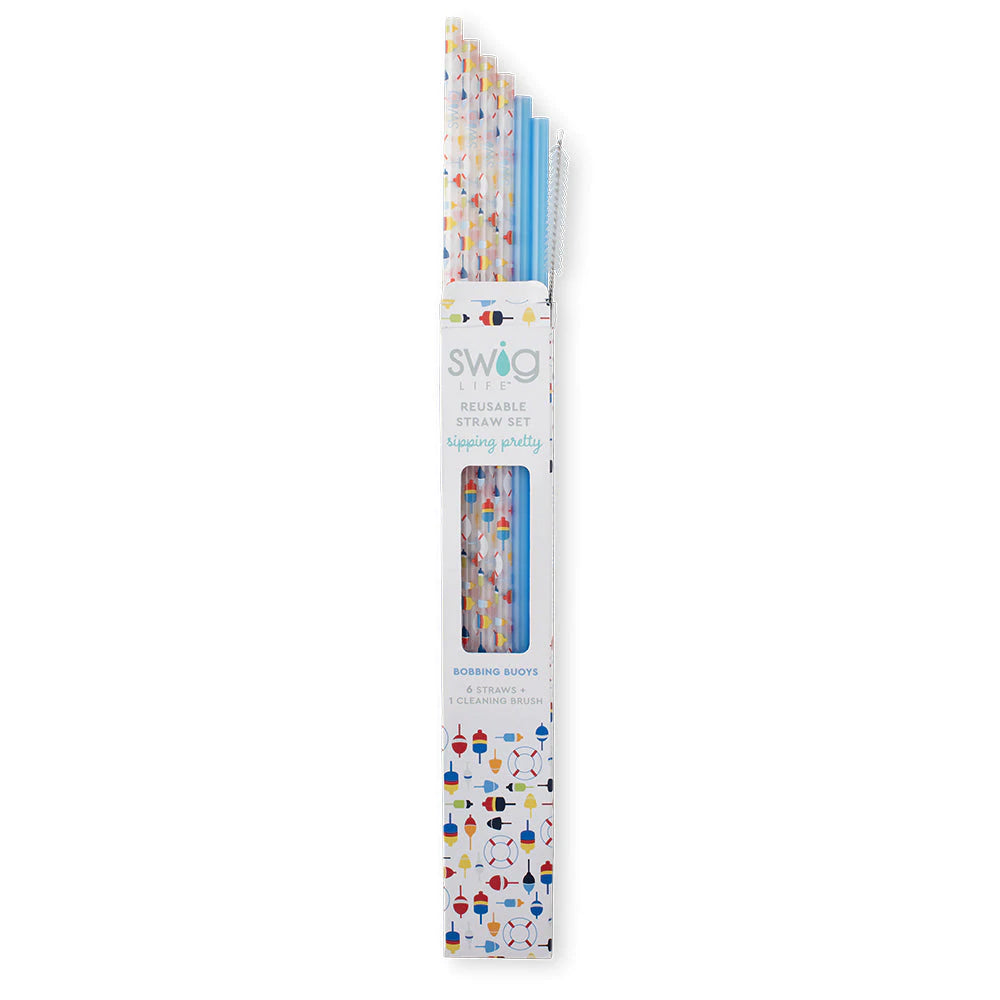 Bobbing Buoys & Blue Reusable Straw Setm(Tall)